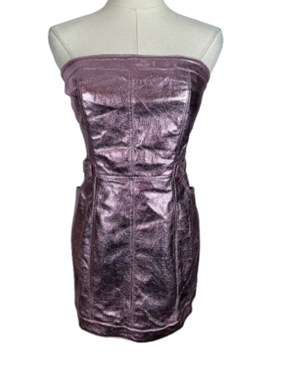 Nasty Gal Metallic Plum Strapless Bodycon Dress